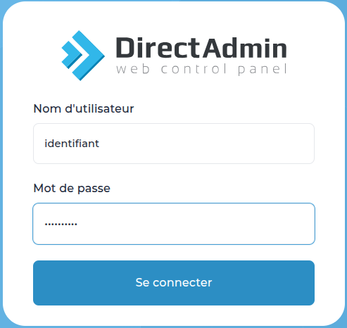 L'écran de connexion avec les deux champs.