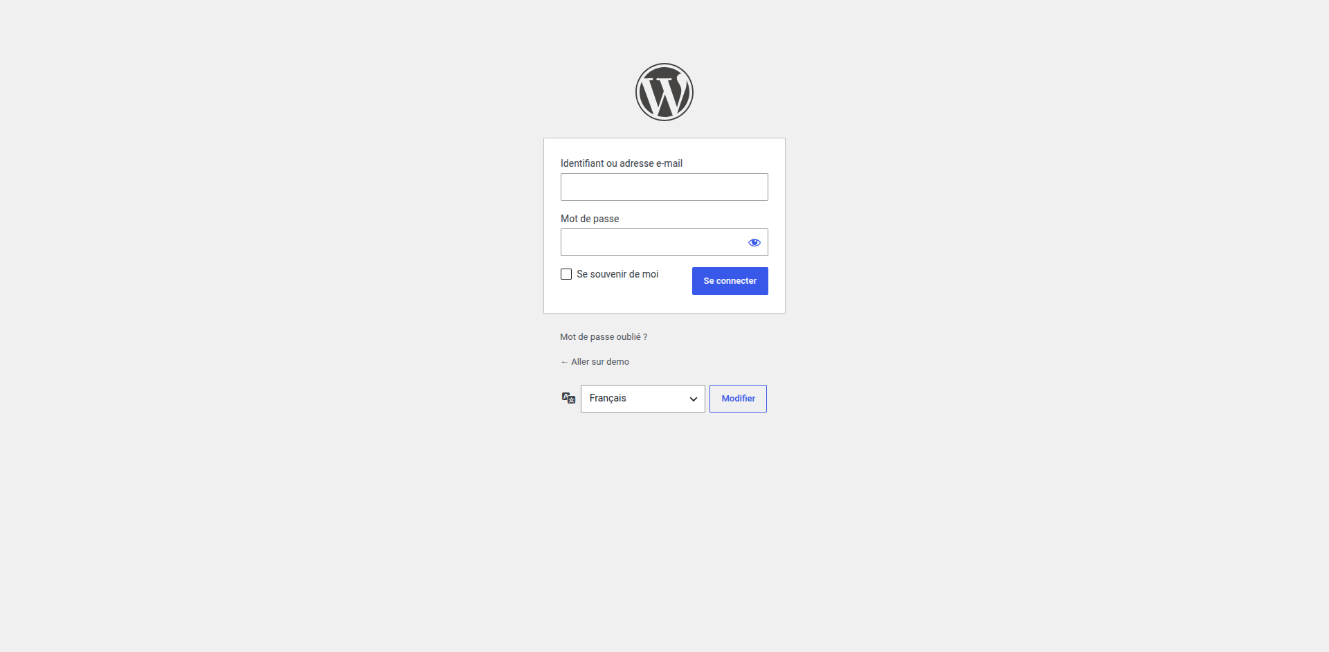 La page de connexion wp-admin.